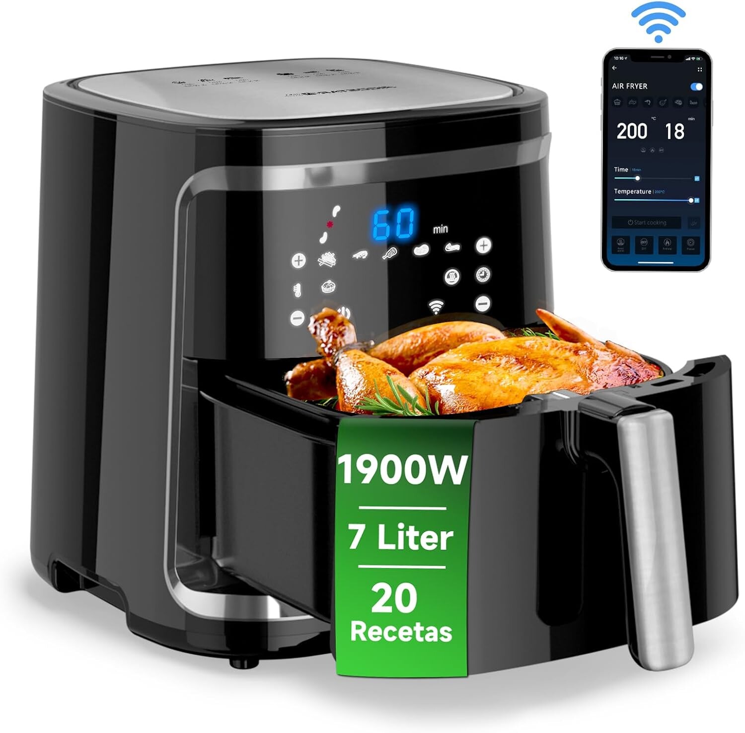 Beztuková fritéza Aigostar Smart 1900 W 7 l