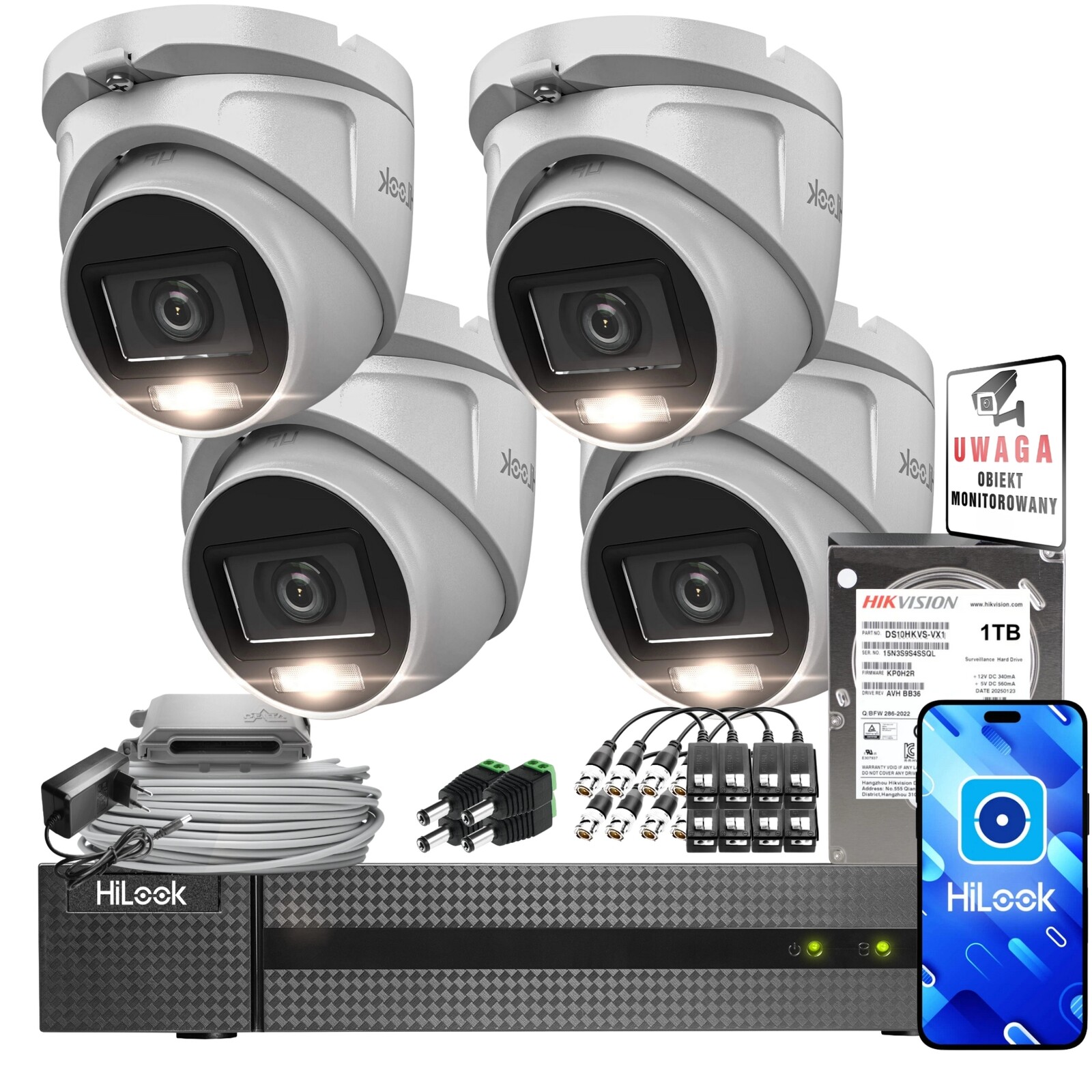 Monitorovací sada 4x TVICAM-T2M-20DL 2Mpx IR20m IP66 Detekce pohybu Wdr