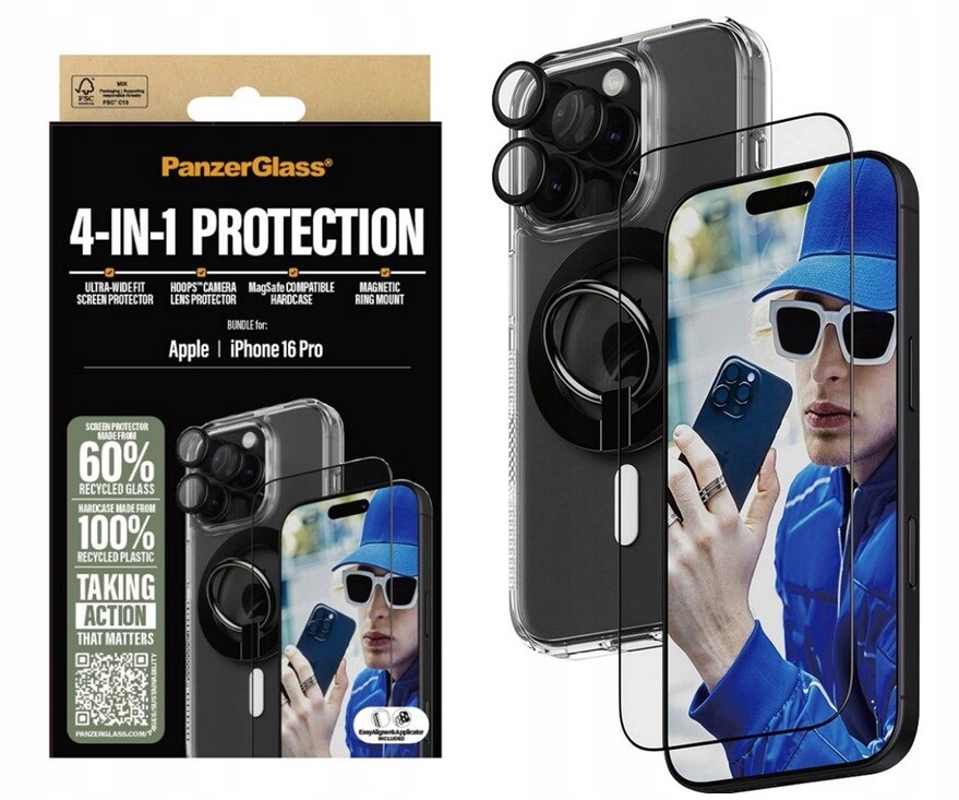 Originální Sada Panzerglass 4V1 Pouzdro Magsafe 2x Sklo Magnetický Kroužek