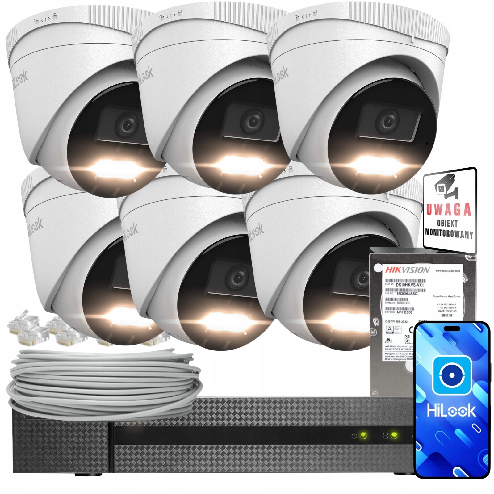 Monitorovací Sada 6X IPCAM-T6-30DL Ip 6MPx Hybrid Light Poe Hilook