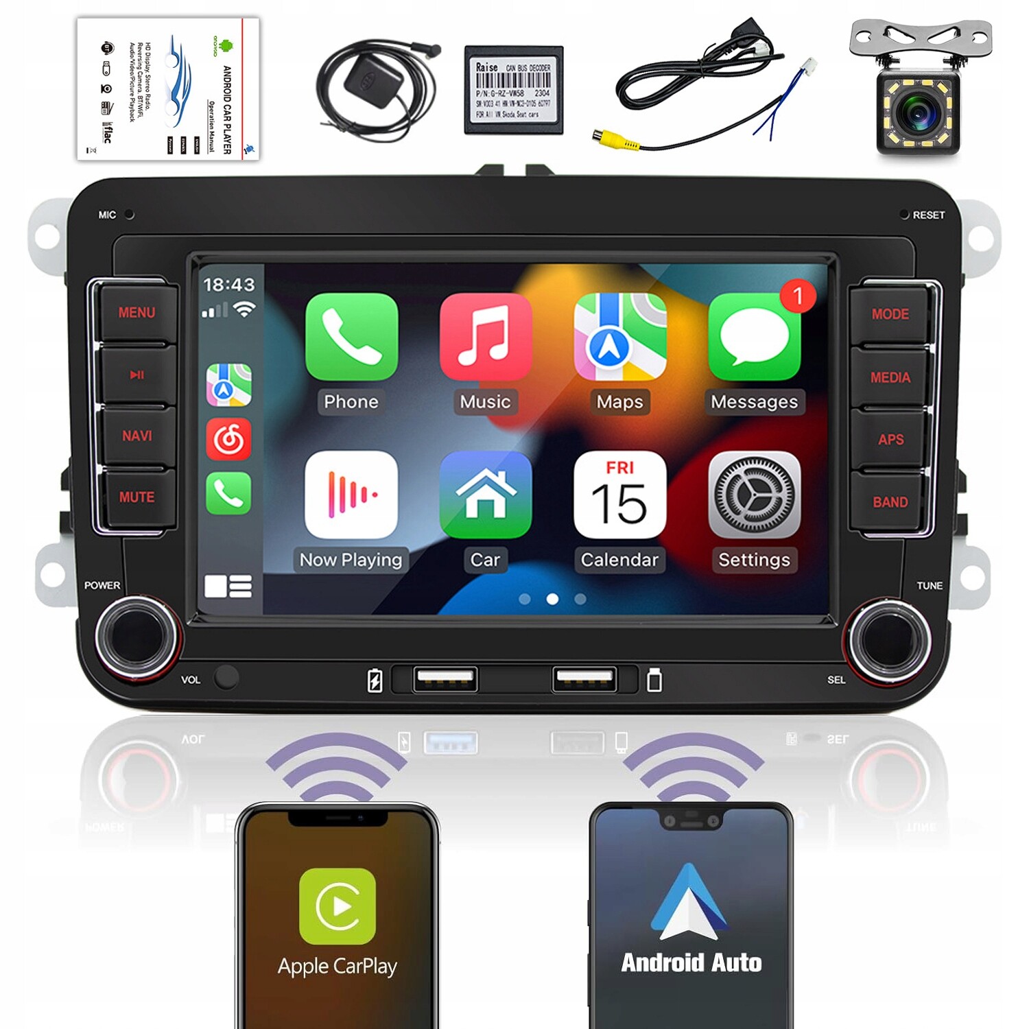 Rádio Navigace Android Vw Passat B6 B7 Golf 5 6 Tiguan Touran Caddy 2+32GB