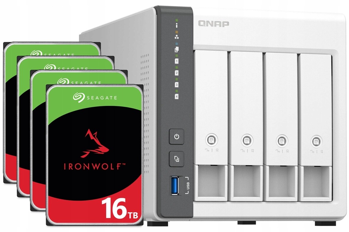 Nas server Qnap TS-433 4GB Ram 64TB Hdd (4x16TB) 2.5GbE Lan