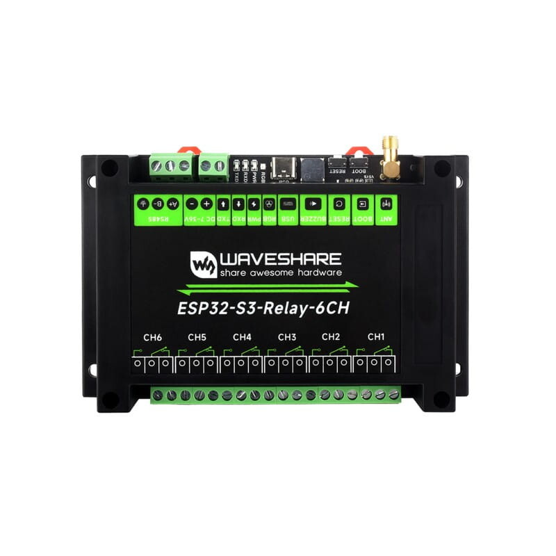 Průmyslový 6-kanálový WiFi reléový modul ESP32-S3 s Bluetooth RS485