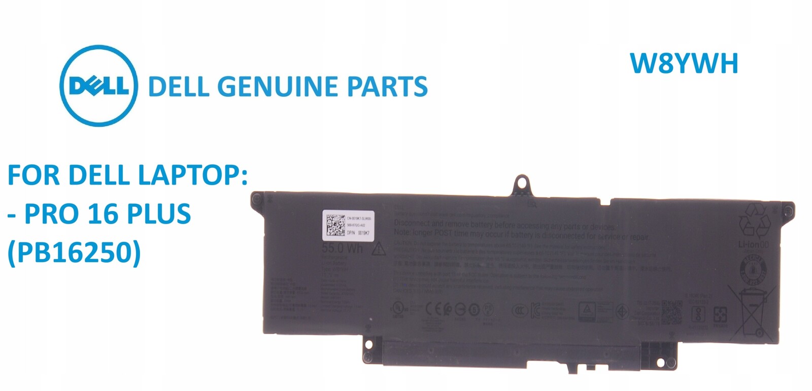 Baterie W8YWH 55 Wh 11.7 V 4700 mAh – kompatibilní s Pro 16 Plus PB16250