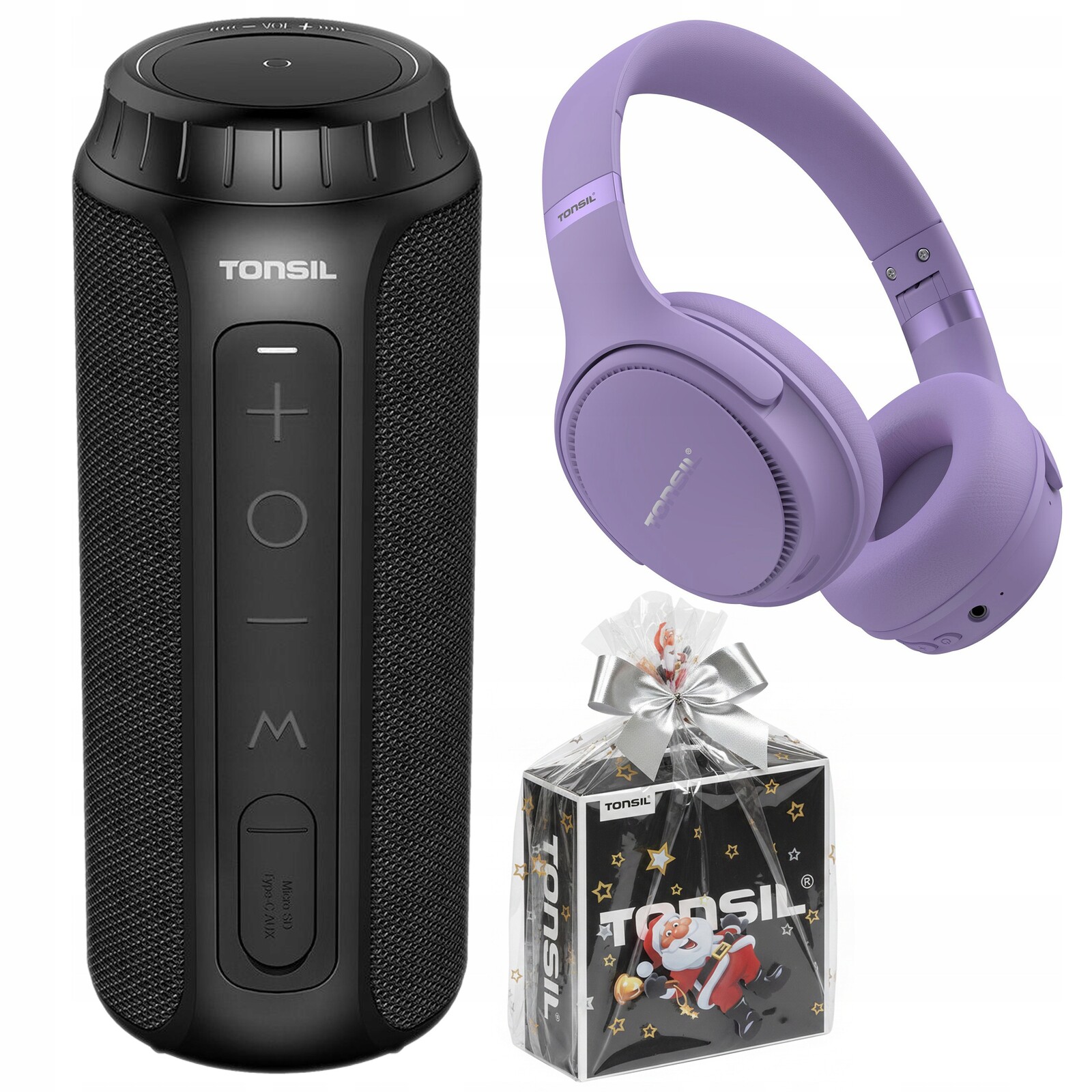 Dárková Sada Tonsil Bluetooth reproduktor Flip 6 sluchátka R35 Fialová
