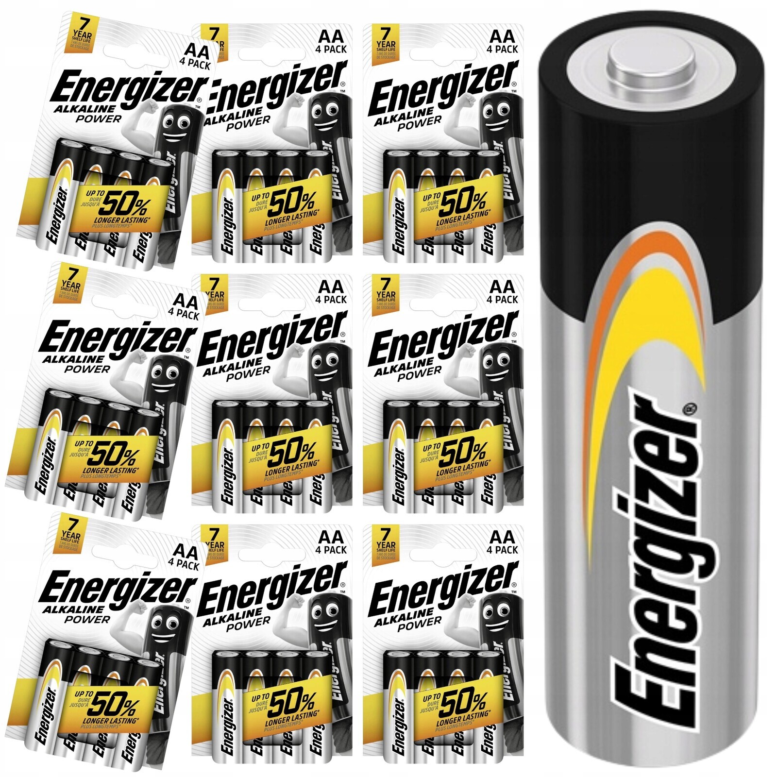 36 x Energizer Alkalická Aa Baterie Velké Tužkové Baterie LR06 R6 1.5V Mocn