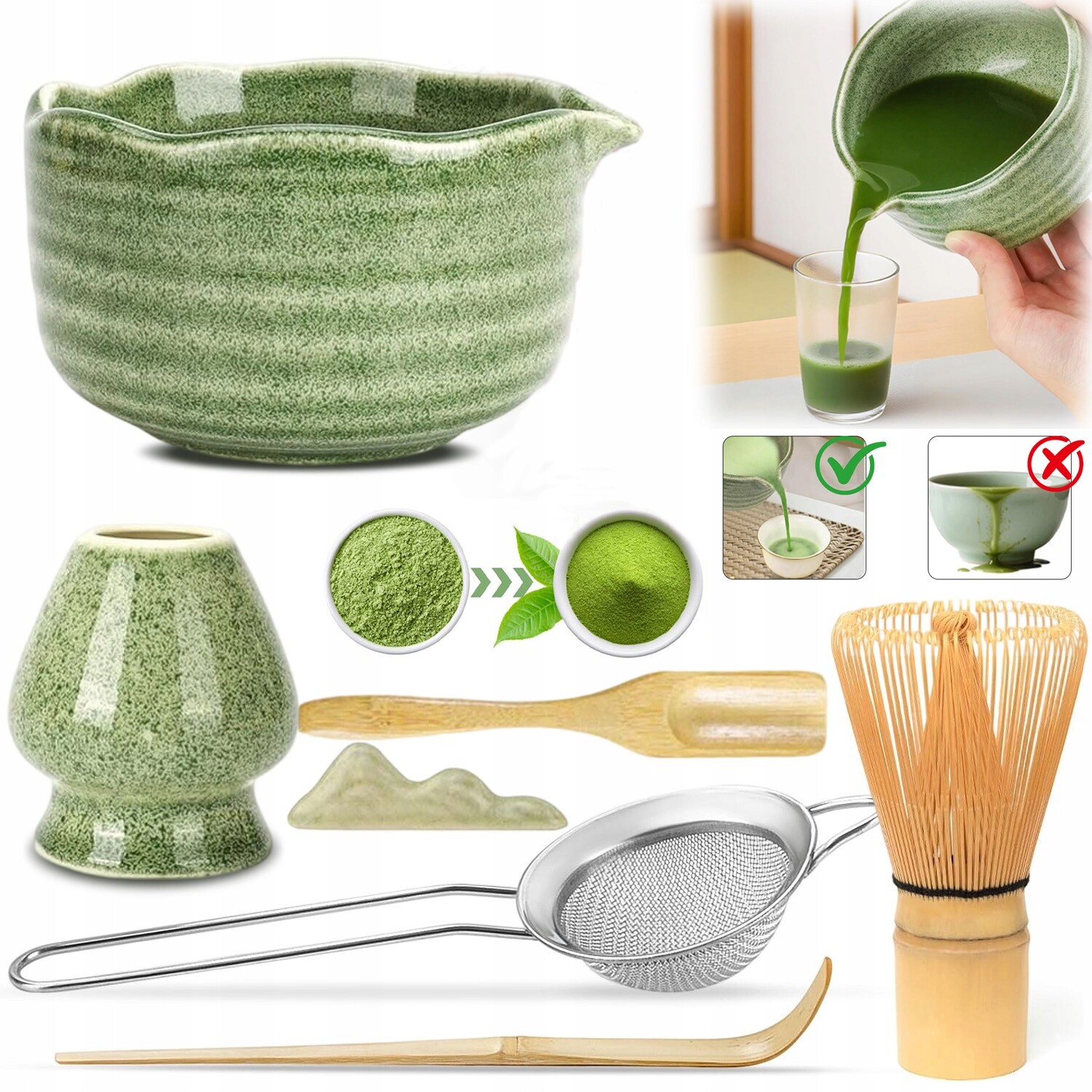 Matcha Sada Na Čaj S Bambusovou Metlou A Metlou 7 Ks