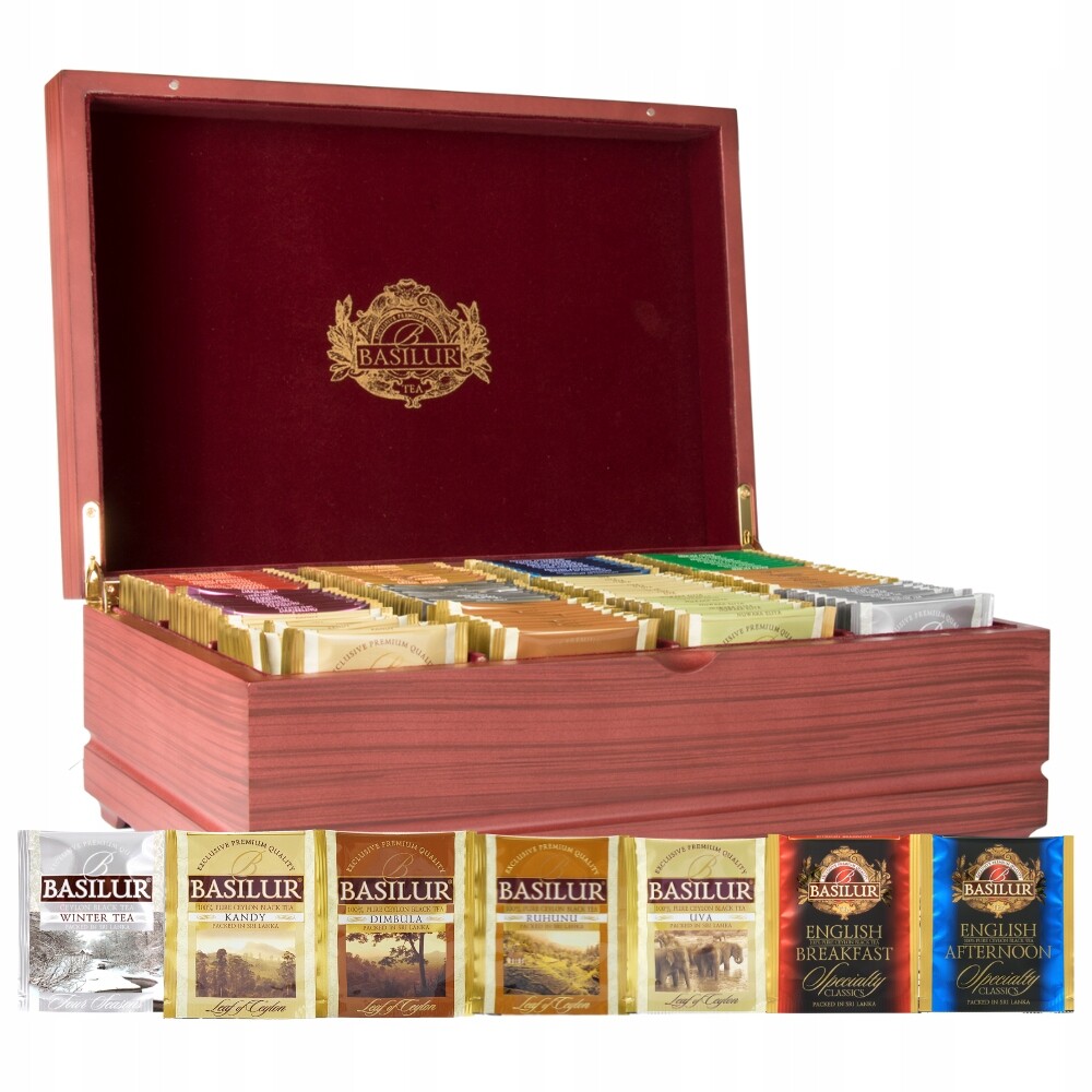 Basilur Dřevěný exponát 12 příchutí – exkluzivní sada čajů – 120 ks