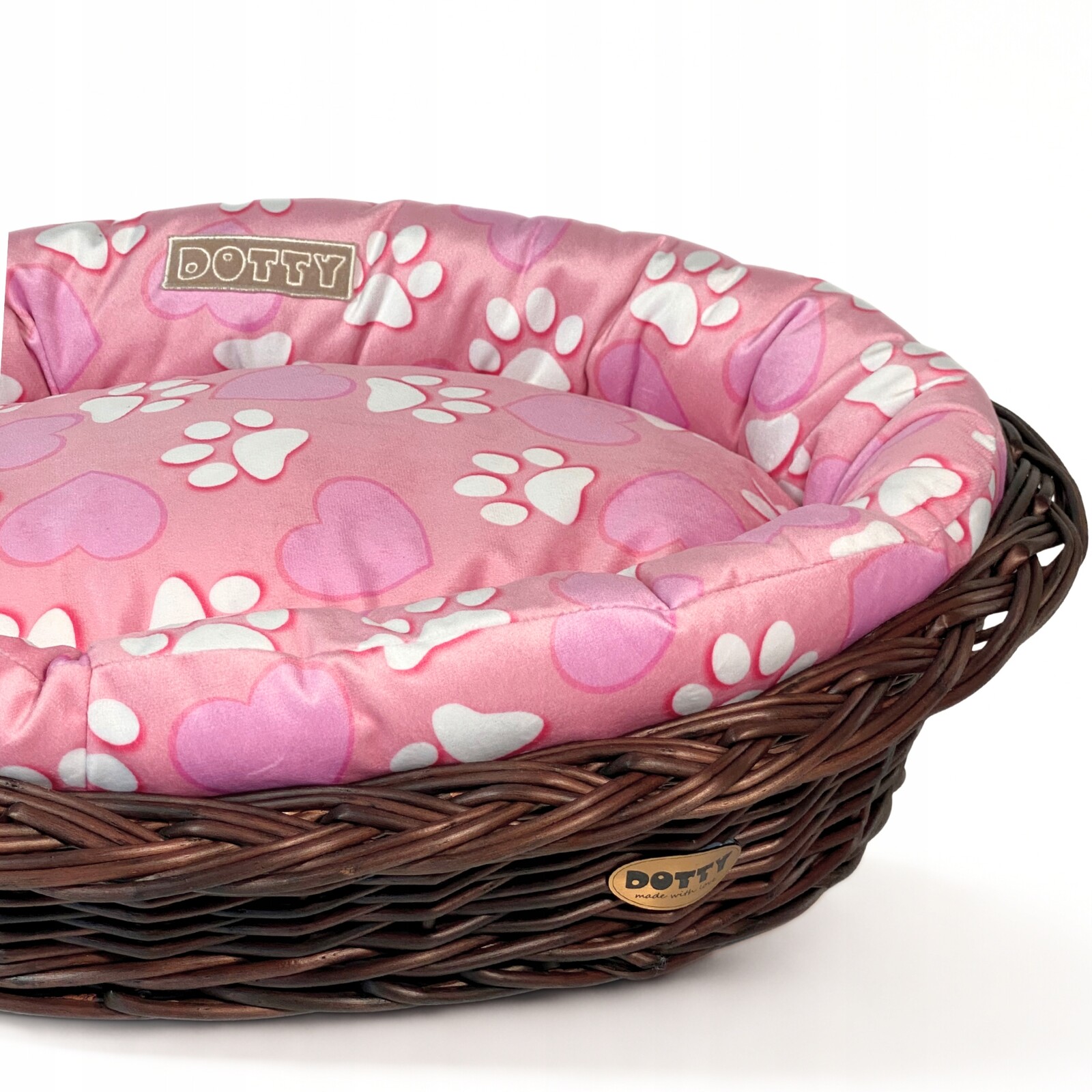 Pelíšek pro psa kočku, hnědý proutěný košík s pelíškem Dotty