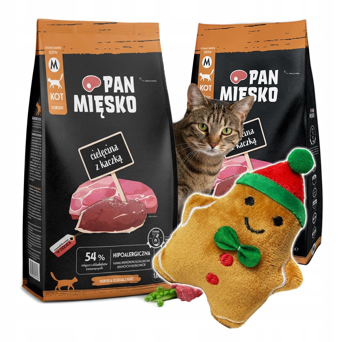 Pan Mięsko Telecí maso s kachnou M suché krmivo pro kočky 2x1,6 kg sušenky