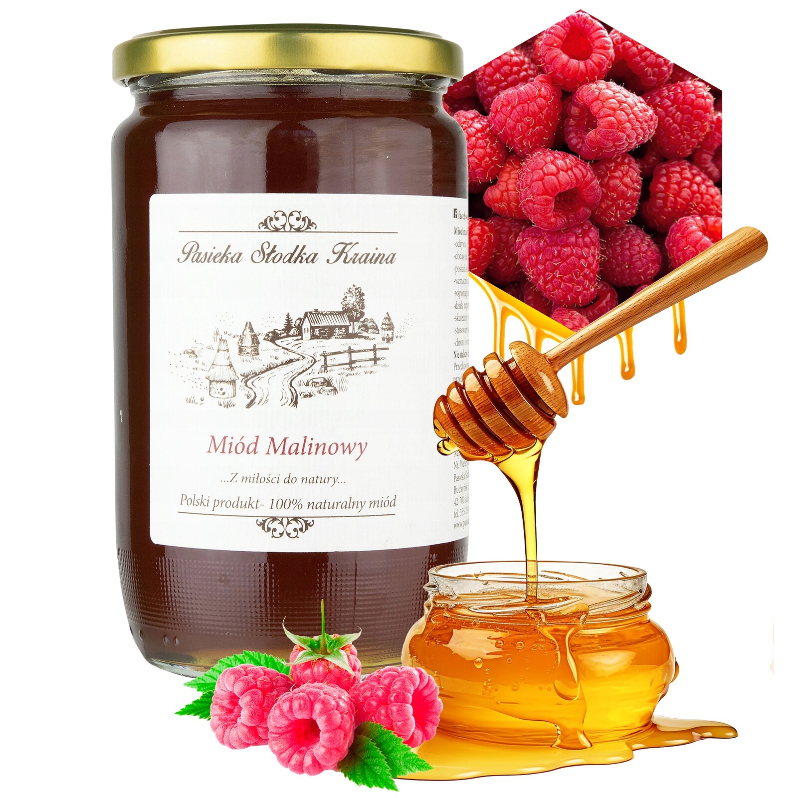 Malinový Med Velký 1kg Přírodní Z Pasieky Sladká Země