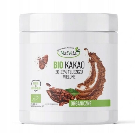 Kakao Bio Mleté Ekologické Přírodní (20-22% Tuku) 250g NatVita