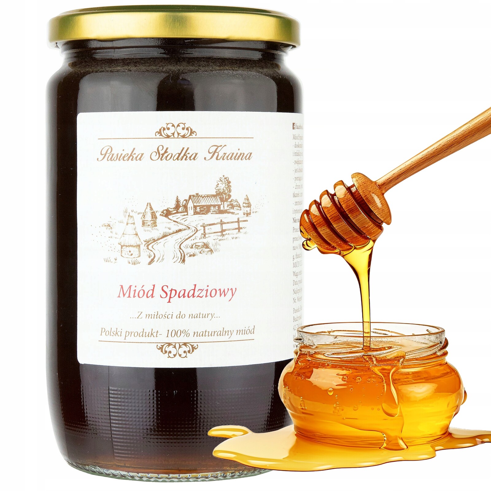 Medovicový Med Listnatá Přírodní 1 kg Spadni Z Pasieka Słodka Kraina