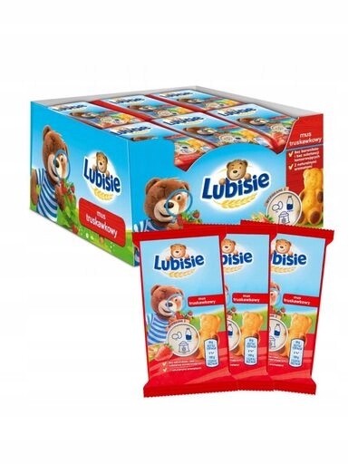 Lubisie Piškotové sušenky s jablečno-jahodovou náplní 24x30 g