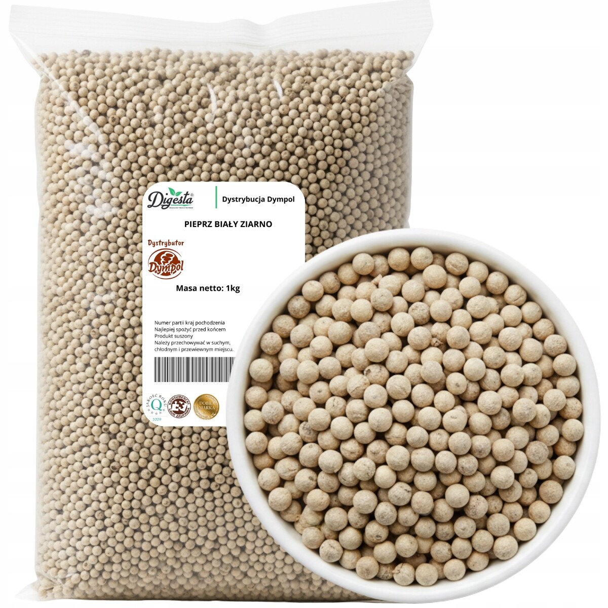 Pepř Bílý Zrno přírodní aromatické intenzivní kvalita Premium 1 kg