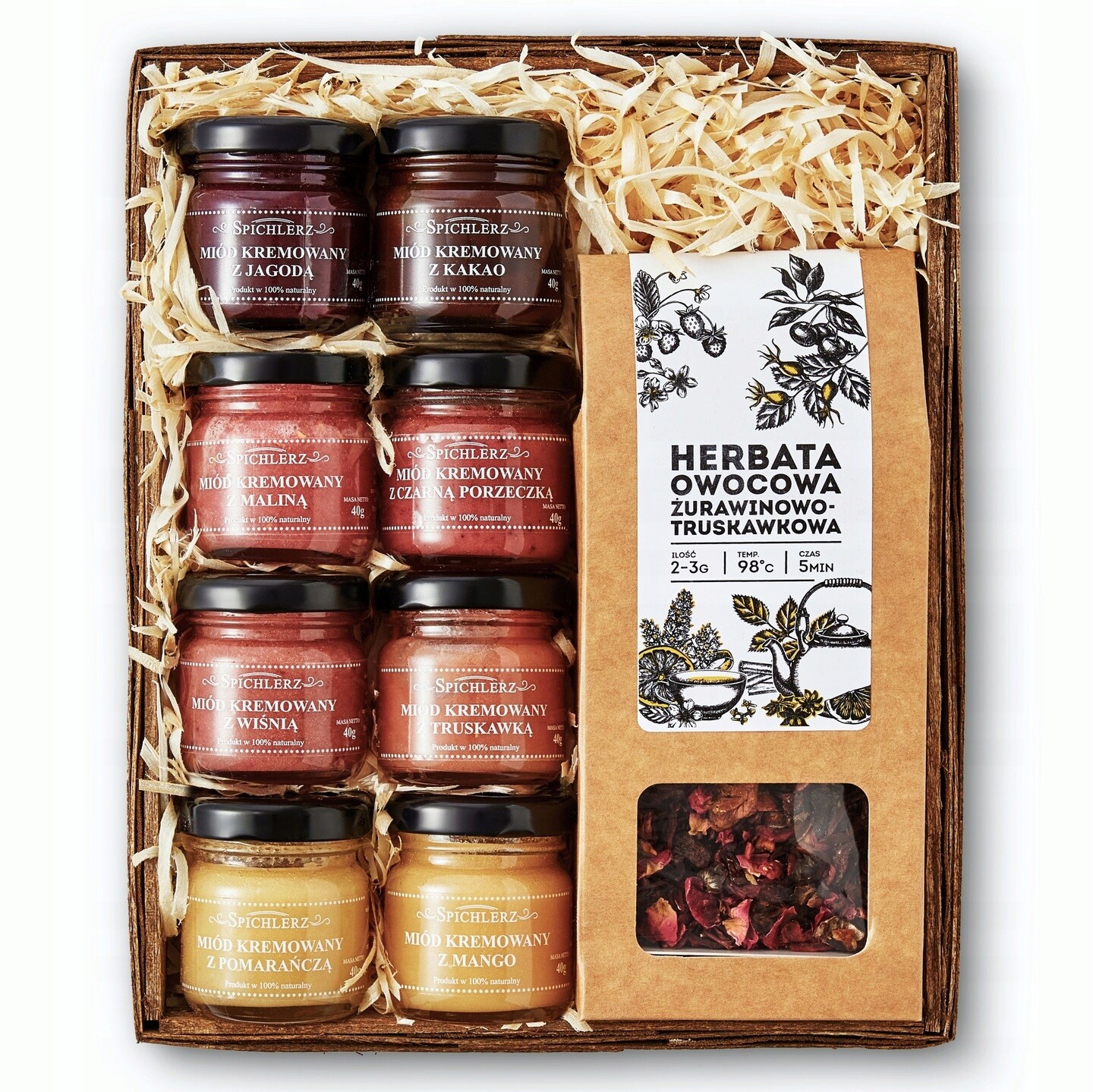 Dárková Sada MIX Krémovaných Medů S Ovocným Čajem Premium Dárek