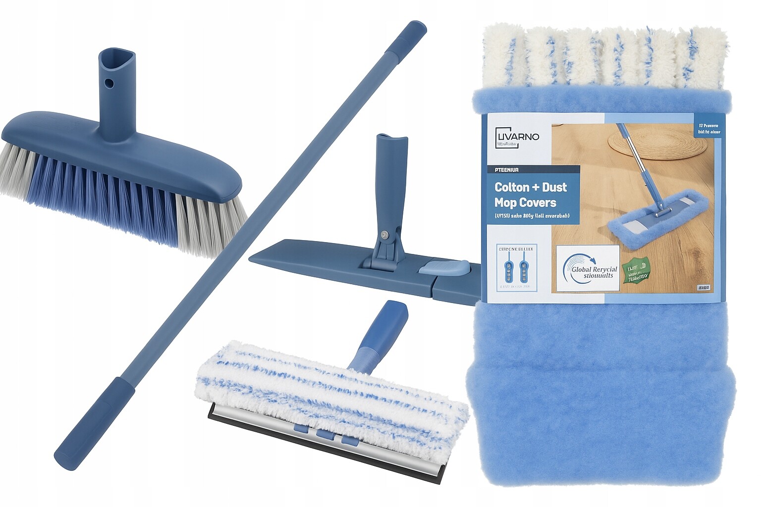 Kompletní sada na úklid 5-dílná Mop, Vložka, Tyčinka, Myčka, Metla