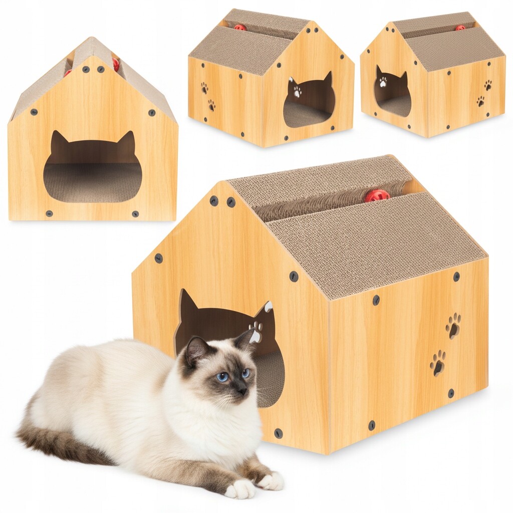 Pro Kočky Pelíšek Domu, Pelech S Hračkou, Ekologická Mdf 40x35x34,5 Coil