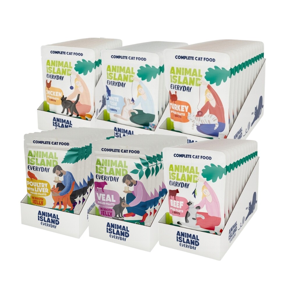 Animal Island mokré krmivo pro kočky mix chutí 6 x (12 x 85 g)