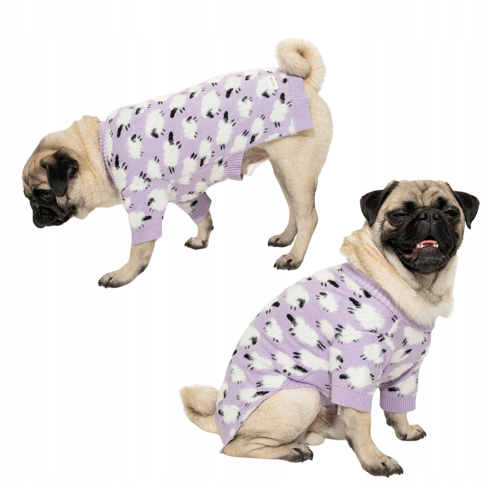 Teplý elastický svetr pro psa s fialovými ovečkami Oslo XL