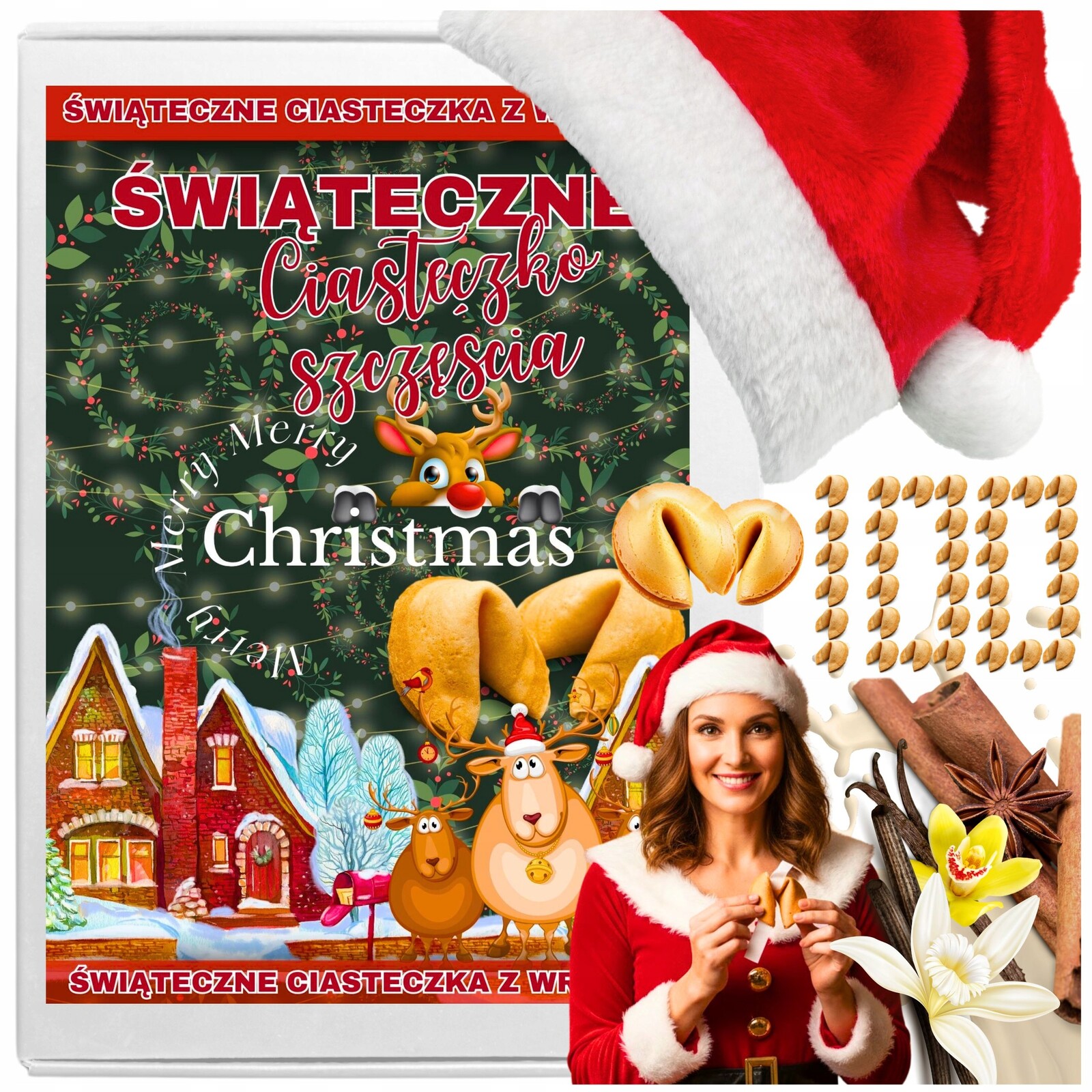 Vánoční Dárek z sušenek štěstí Vánoční dárek 100 ks