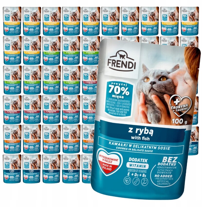 Frendi Mix 5 příchutí 60x100g Vlhké Krmivo pro dospělé kočky Kousky v omáčce