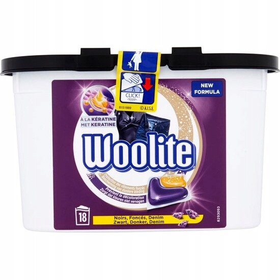 Kapsle Na Praní Woolite Tmavého Černého Oblečení S Keratinem, Barva 18 Ks