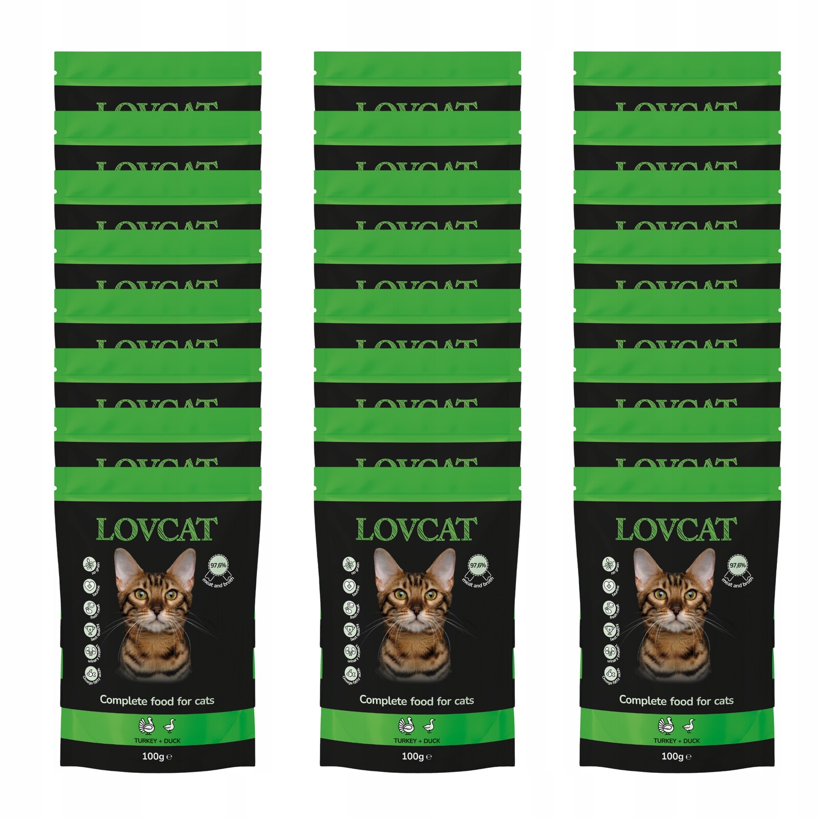 Lovcat Best Turkey&Duck Vlhké krmivo pro kočky Krůta Kachna 24x100g Set