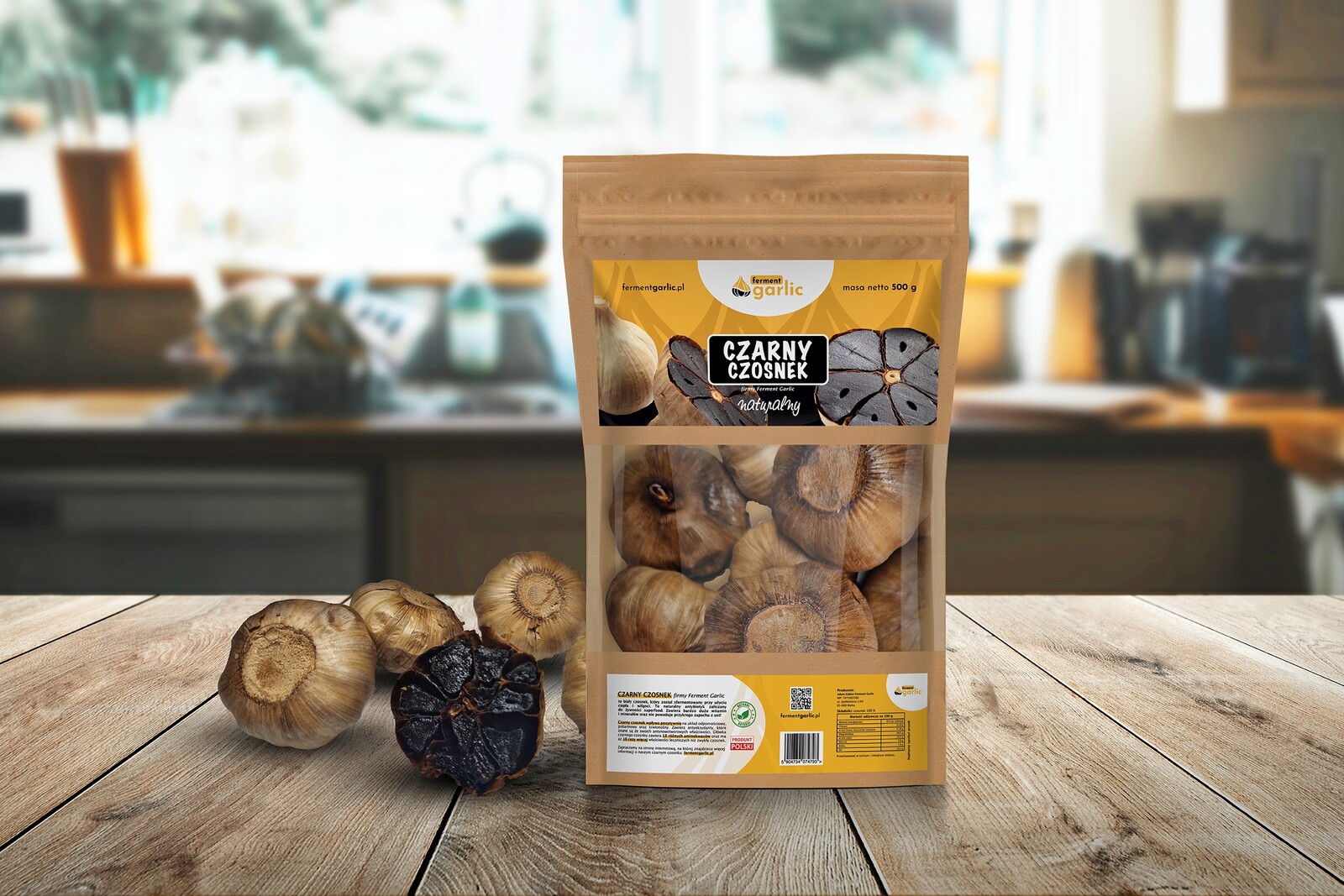 Černý Česnek Fermentovaný 500 g Polský Harnaś výrobce Ferment Garlic