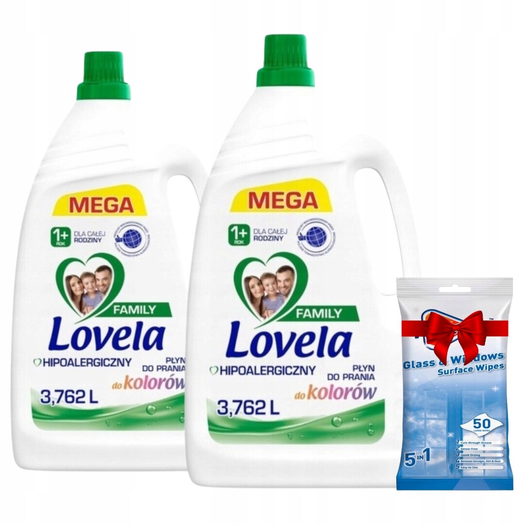 Lovela Family Hypoalergenní tekutý prací prostředek na barvu 3,762 l x2 Dárek