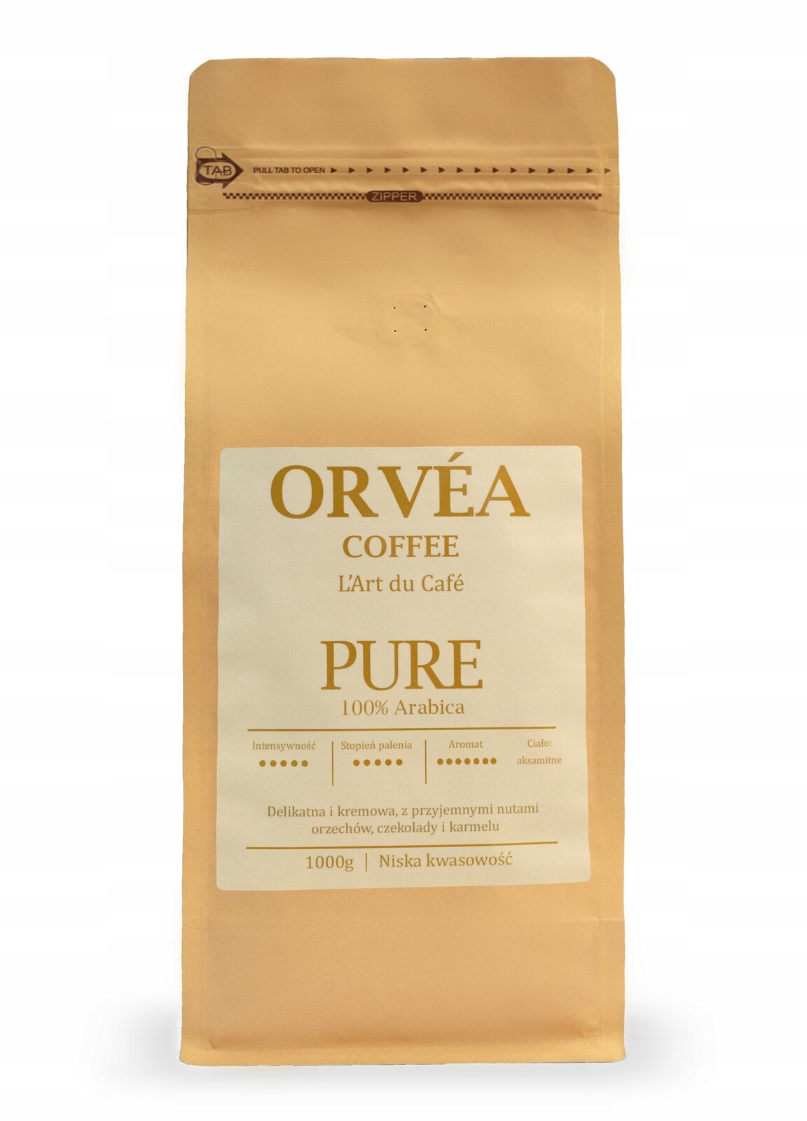 Káva Zrnková Orvéa Pure – 100% Arabica Brazil Santos 1000 g