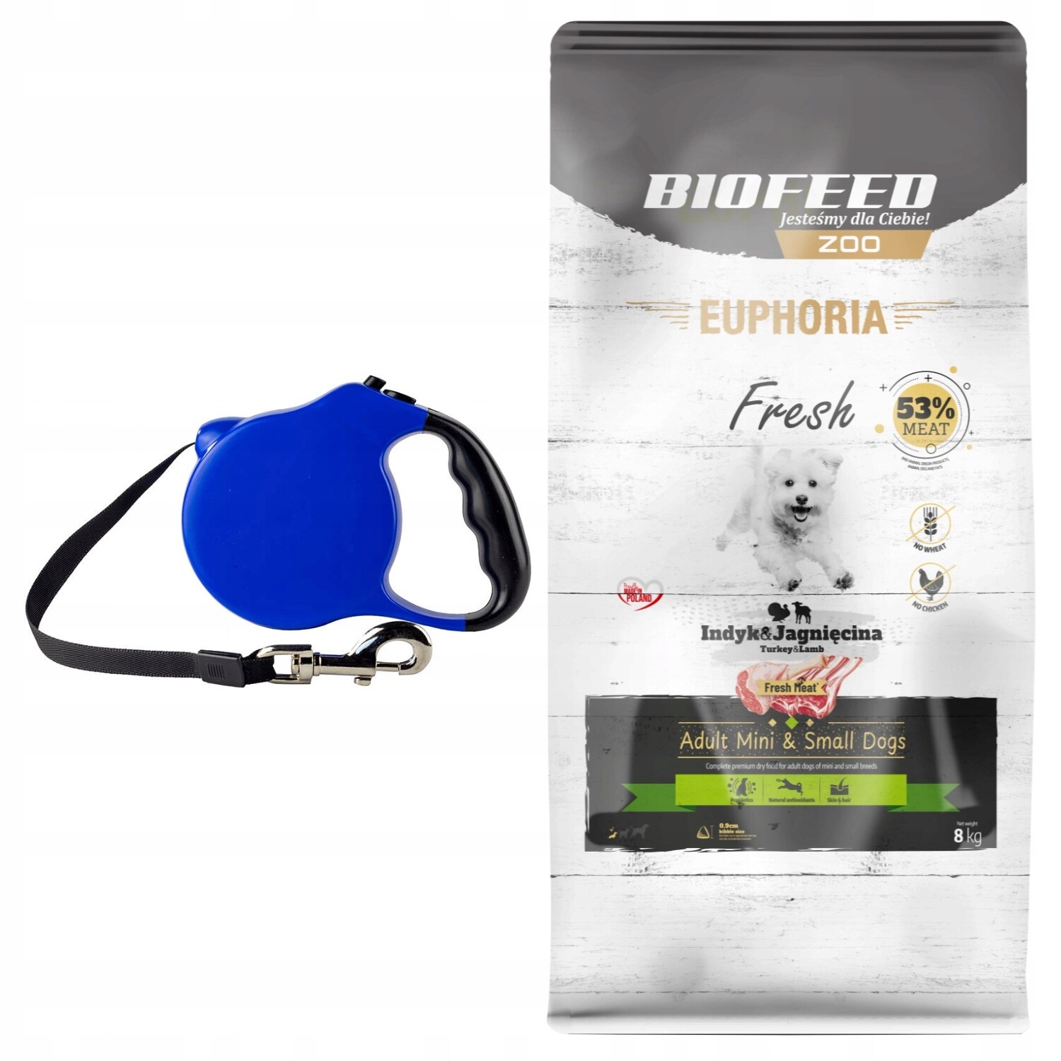 Euphoria Krmivo pro psy mini bezobilné Jehněčí a krůta 8 kg Vodítko