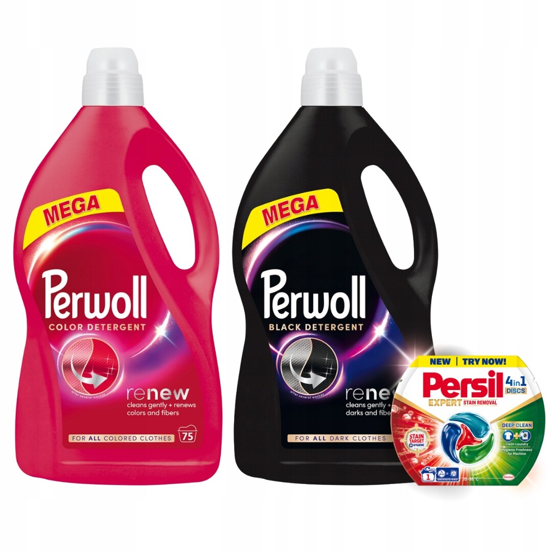Perwoll Renew Black Color Tekutý prací prostředek Black, barva 2 x 3,75 l Dárek