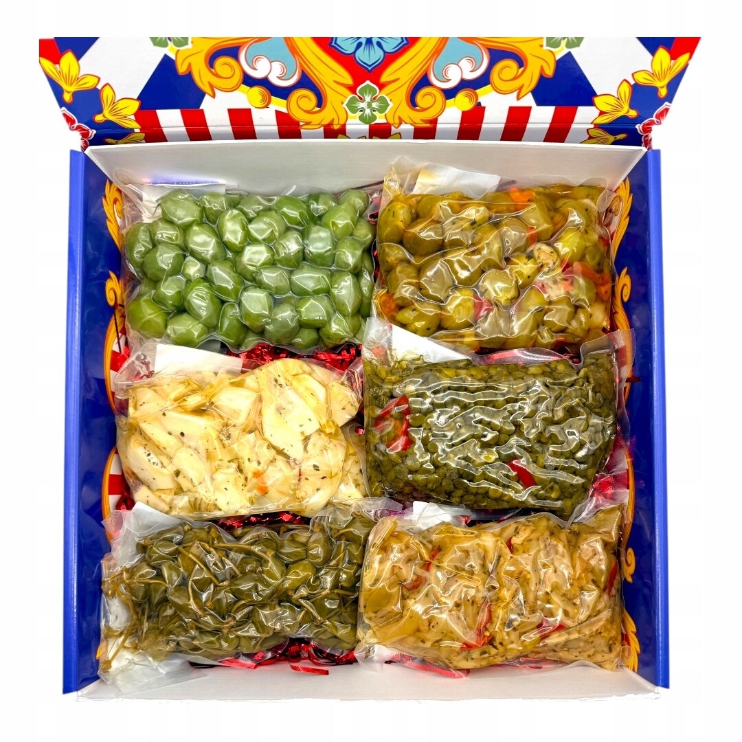 Sada italského antipasto olivy, artyčoky a kapary 3 kg