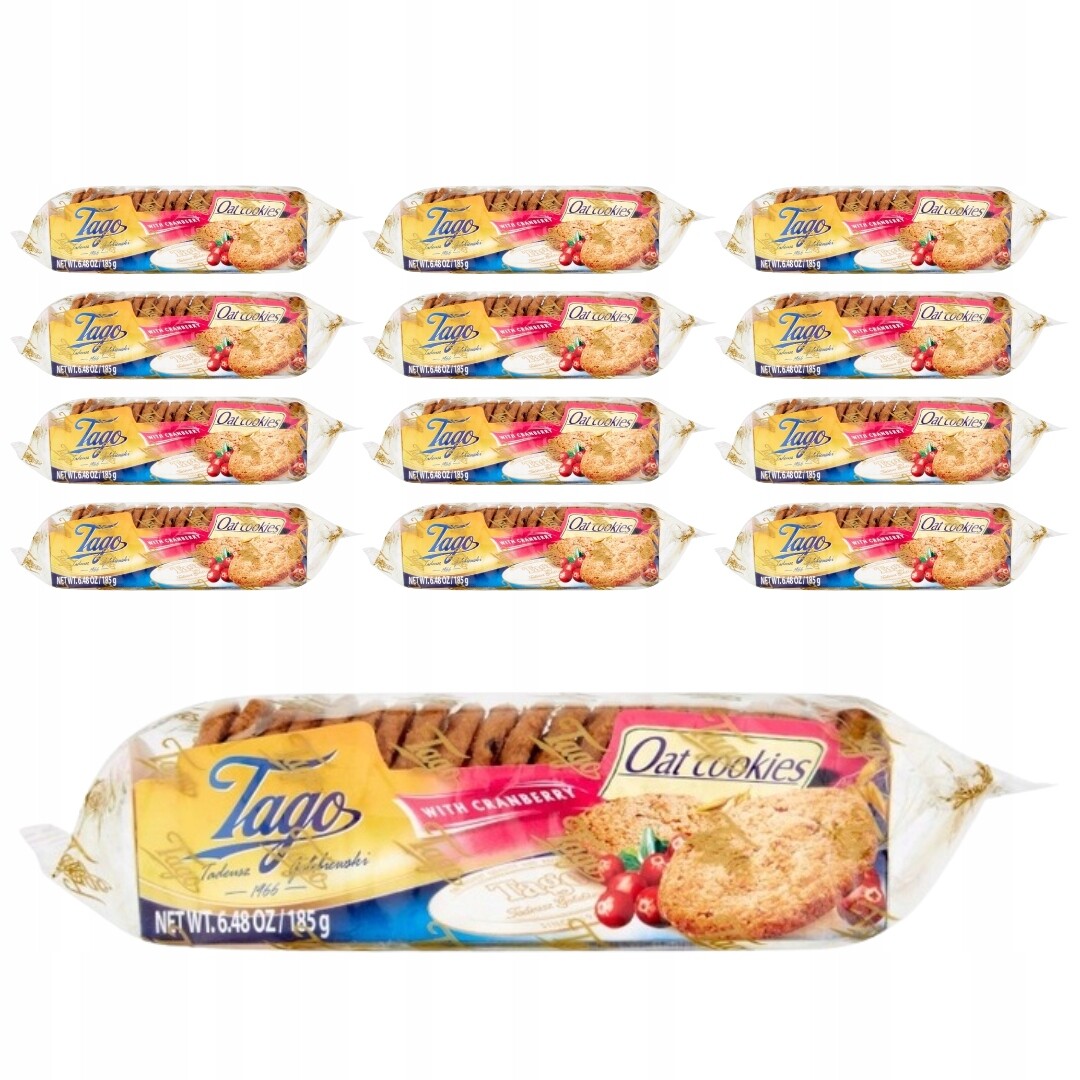 Tago ovesné sušenky s brusinkami 185 g x 12 kusů