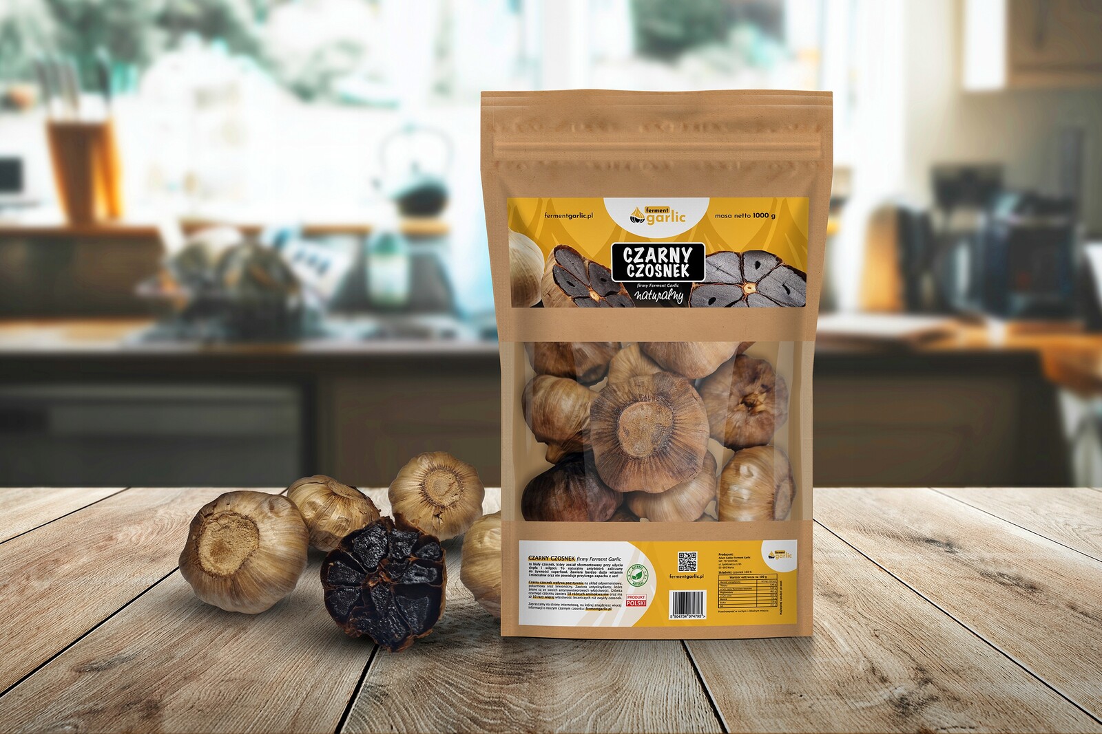 Ferment Garlic – přírodní černý česnek Harnaś hlavičky 1000 g Family Pack