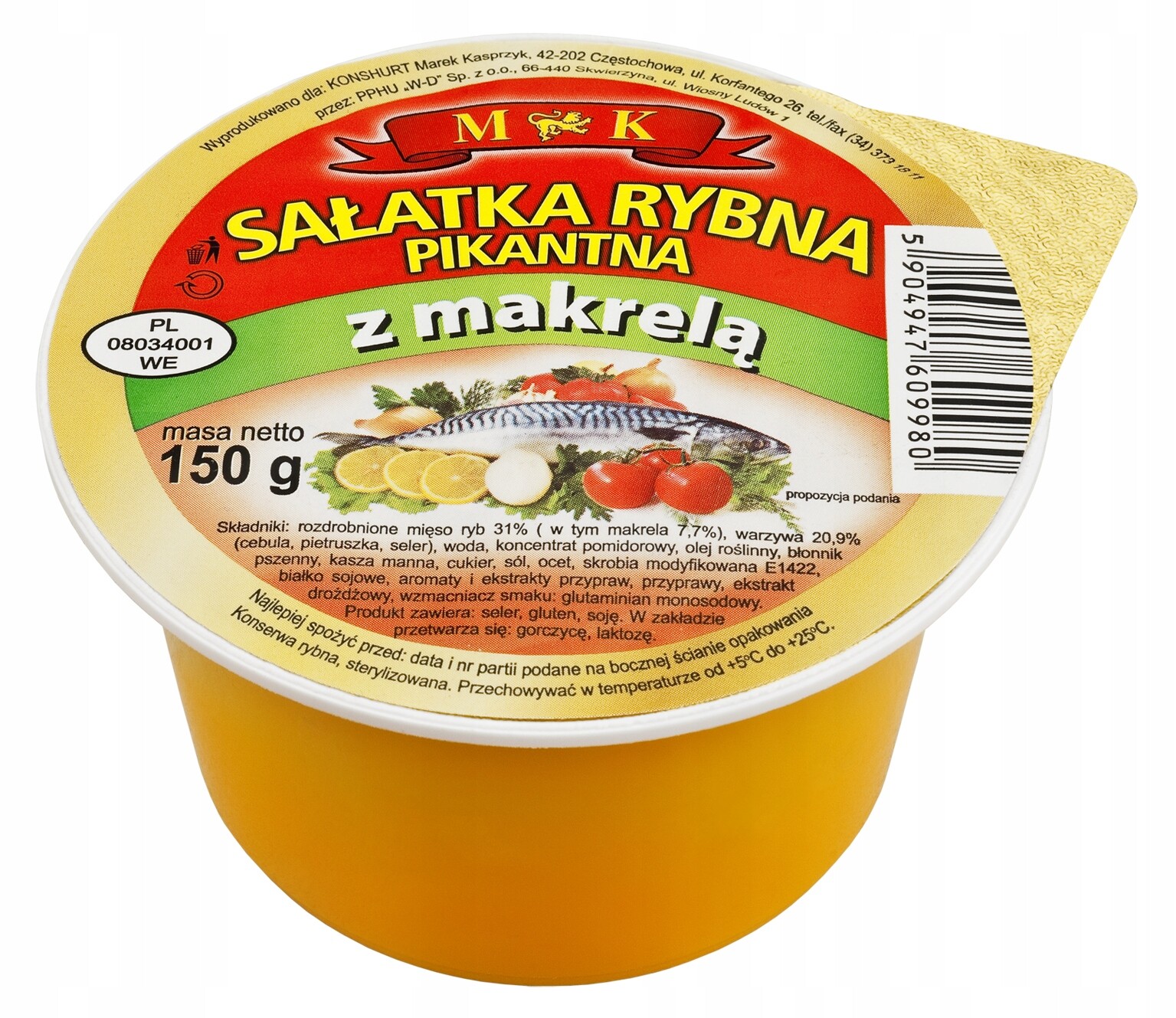 17 x Mk Pikantní rybí salát s makrelou 150 g Aromatická křupavá makrela