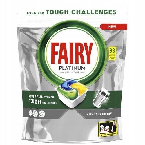 Kapsle do myčky nádobí Fairy Platinum Lemon 63 ks (+3ks bonus)