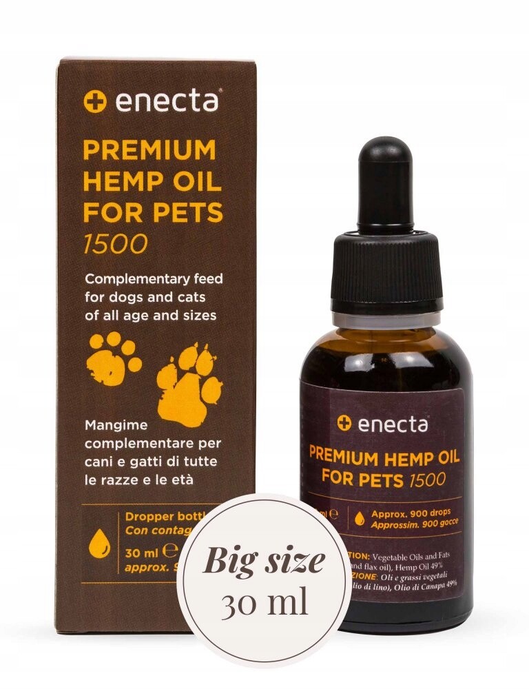 Enecta Cbd konopný olej pro zvířata 5%, 1500 mg, 30 ml
