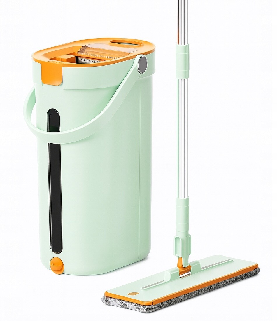 Plochý mop s kbelíkem 3-komorový, kompaktní Floormy City – separace vody