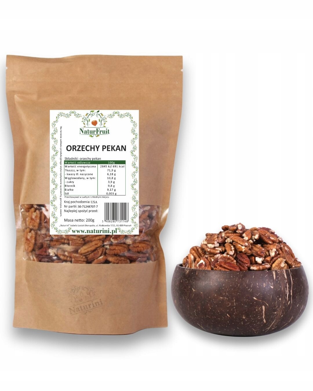 Pekanové Ořechy Kvalita Pecan 500g NaturFruit