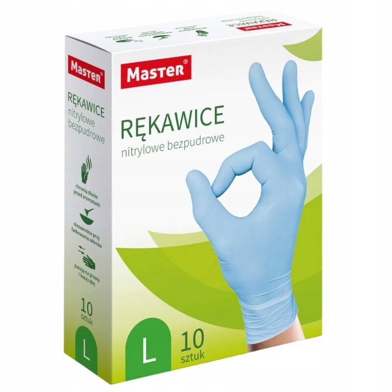 17X Master Nitrilové rukavice L bezpudrové modré 10 Ks S453