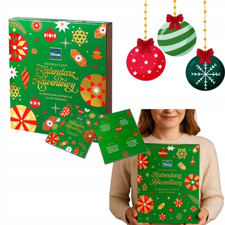 Čajový Adventní Kalendář Dilmah 24 Černých Zelených Čajů Oolong Pu