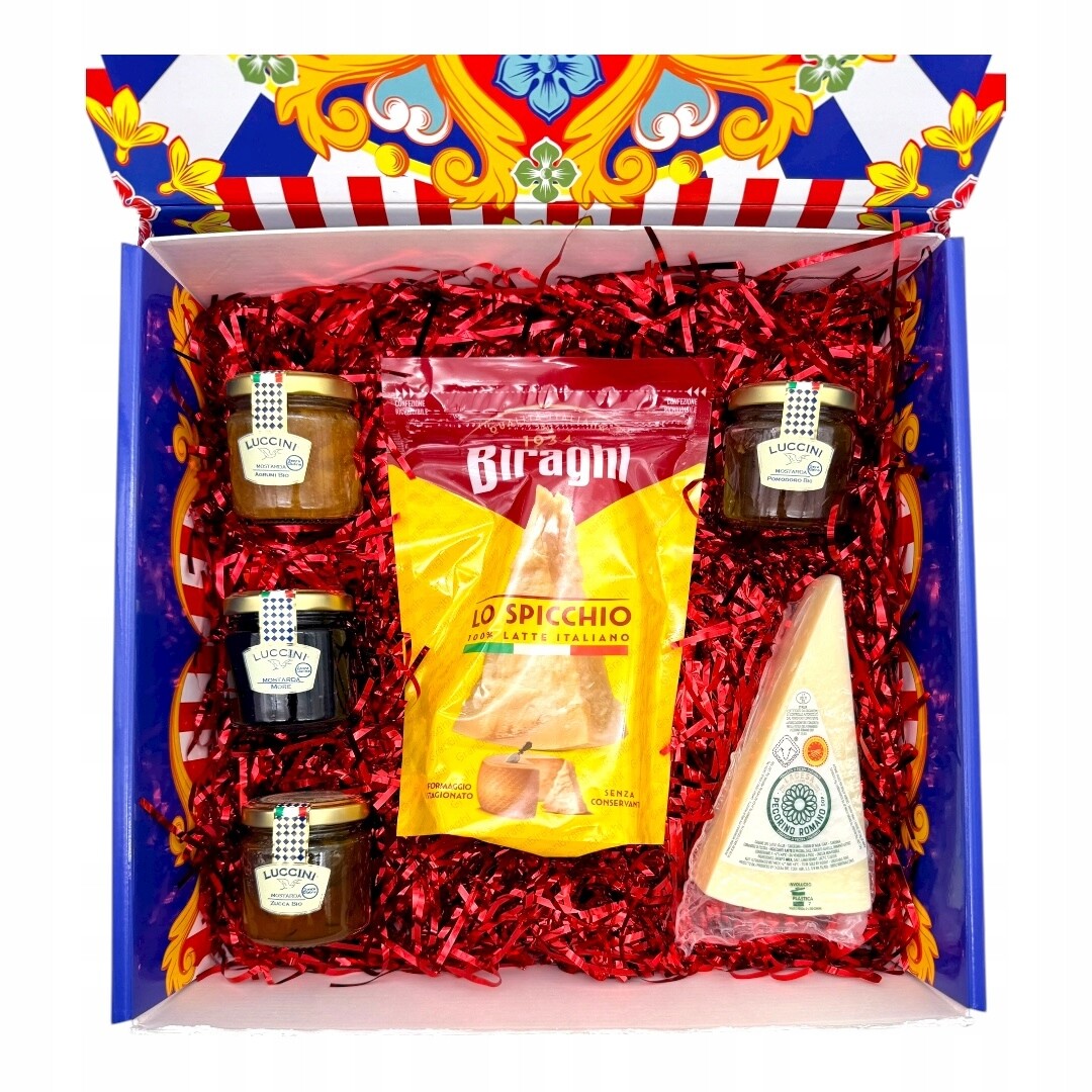 Sada italských sýrů s hořčicí Bio Ideální jako dárek (890 g)