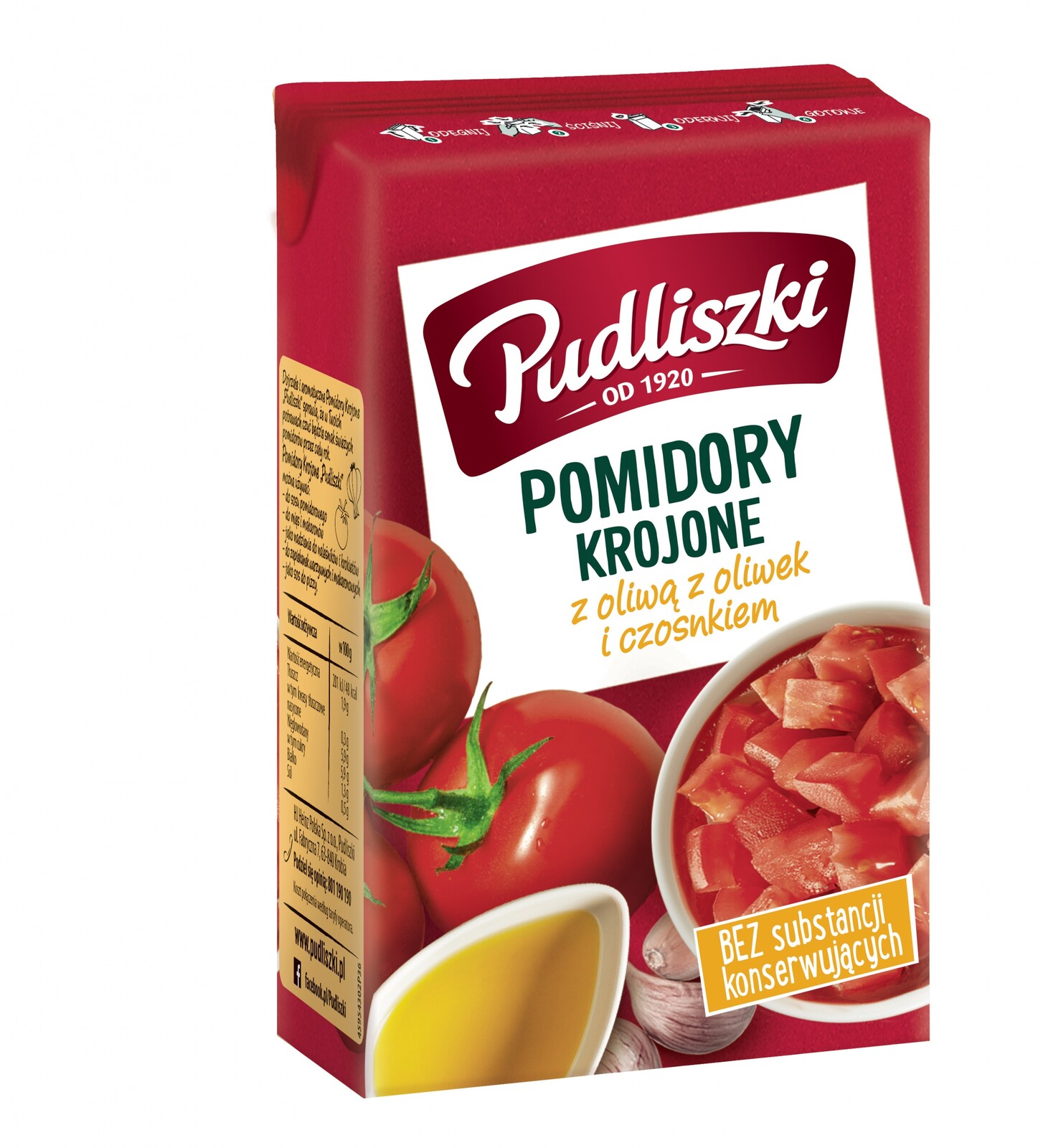 Pudliszki Rajčata krájená s česnekovým olejem 390 g