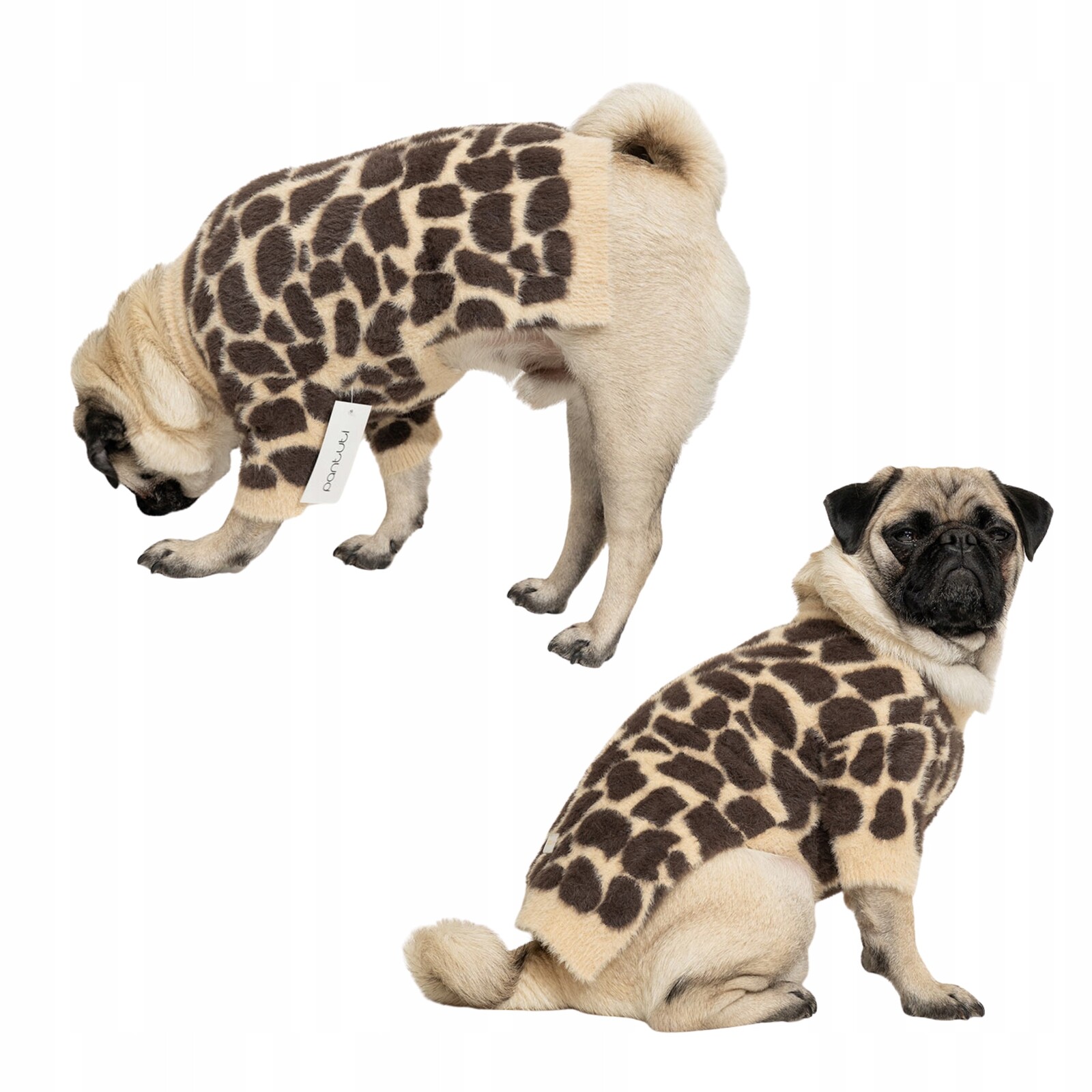 Teplý elastický svetr pro psa béžový s leopardím vzorem Brego XXL