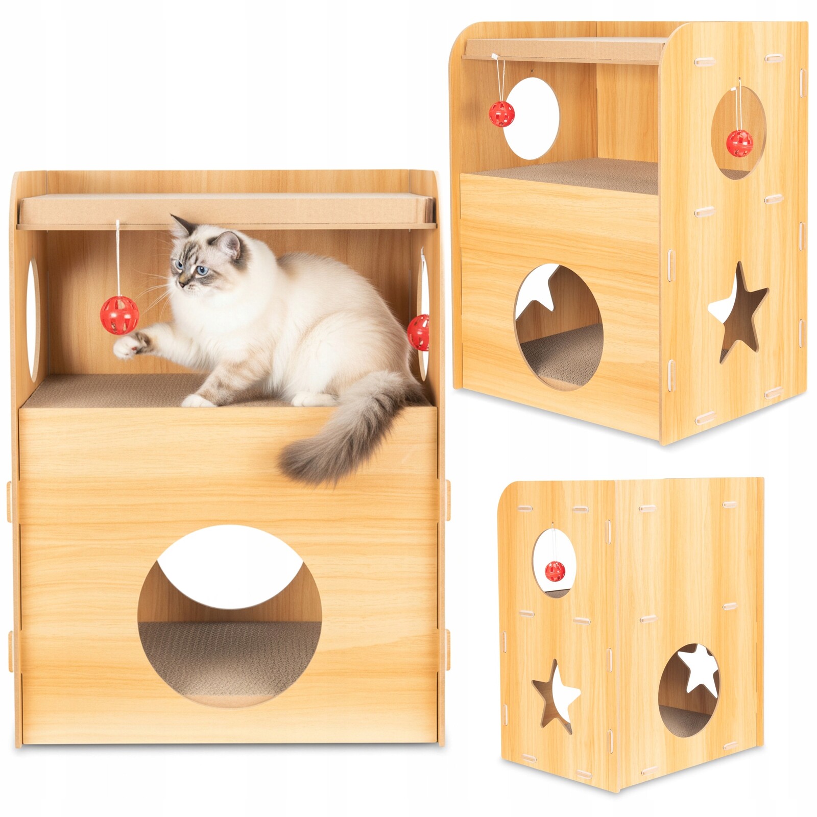 Škrabací Stoupky Pro Kočky Pelíšek Domu, Pelech S Hračkou, Ekologický Mdf, Vícenásobné Coil