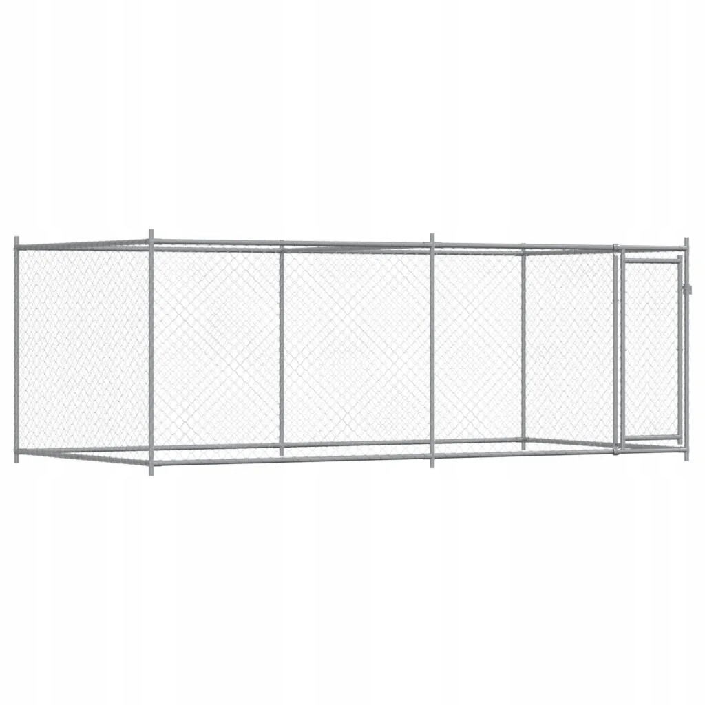 Mobilní klec pro psa z galvanizované oceli, síťovaná, šedá, 4x2x1,5 m