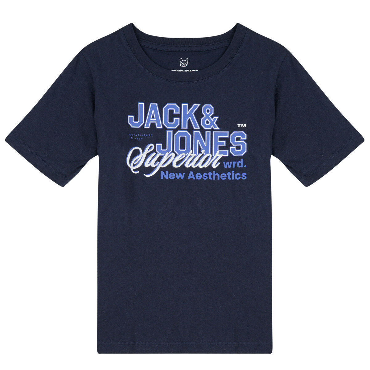 Jack & Jones JJELOGO TEE SS O-NECK Tmavě modrá