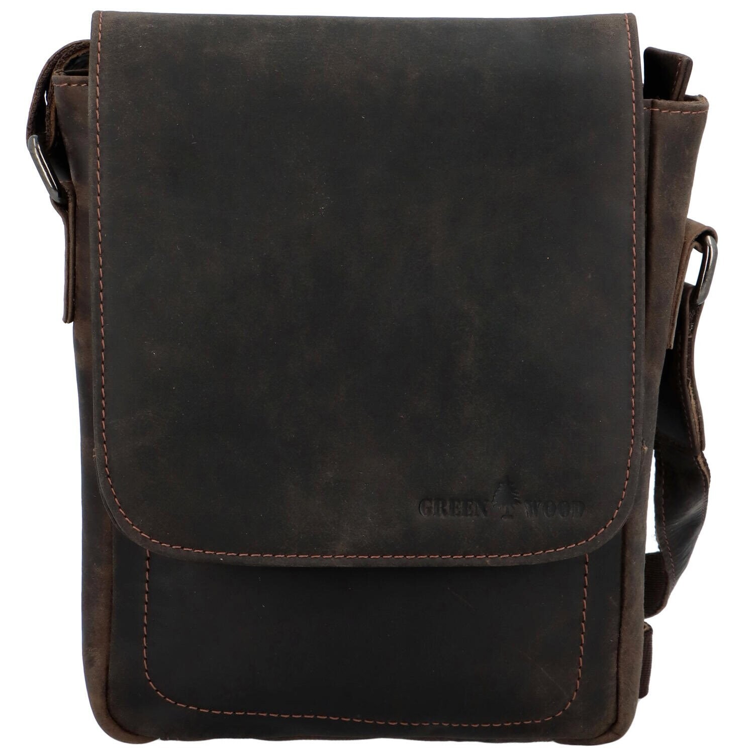Stylová pánská kožená taška Killian Green Wood, tmavě hnědá